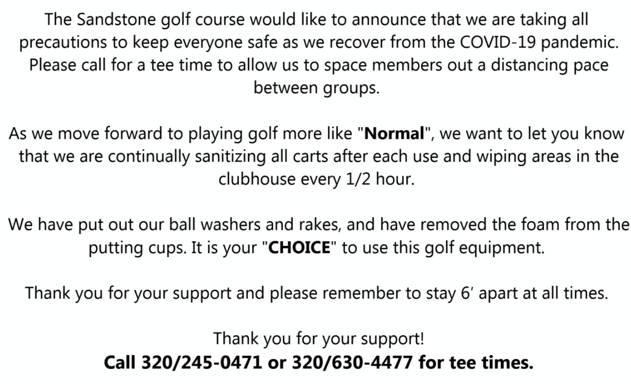 Sandstone Area Golf Course Sandstone, Minnesota